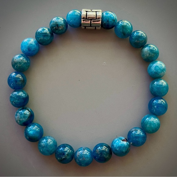 Bright Blue Apitite Handcrafted Bead Bracelet - Picture 4 of 6